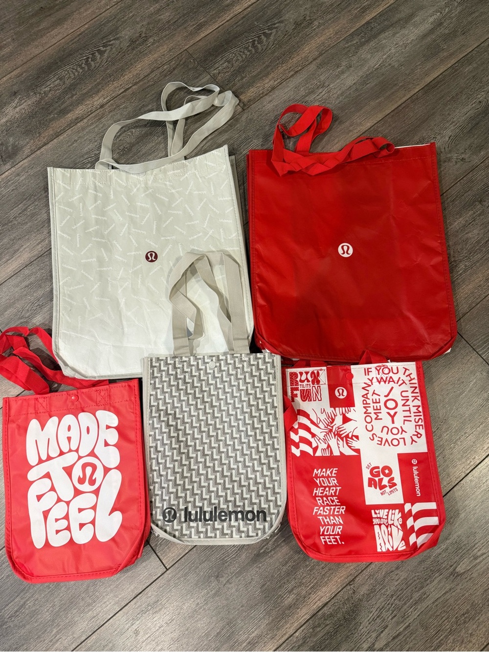 lululemon athletica Red and Cream Reusable Tote Set